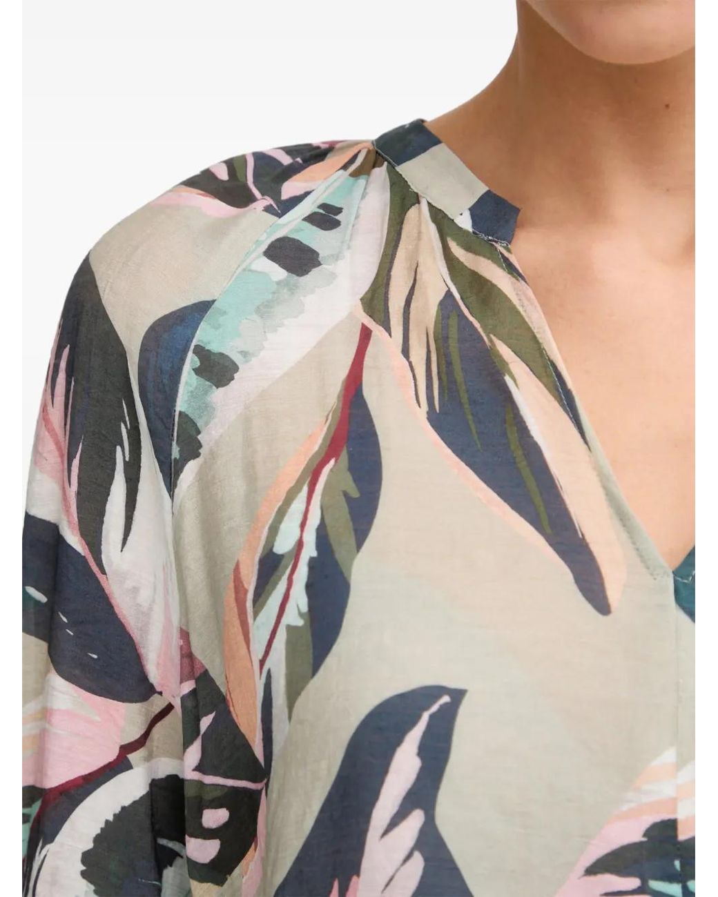 MARC AUREL Multicolor Blouse Imprimée À Col Noué