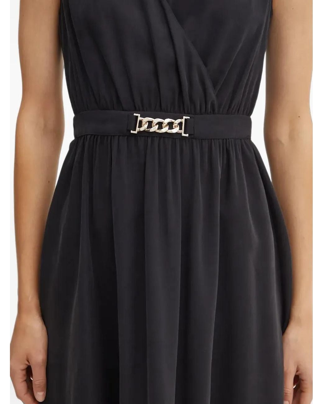 Morgan Black Belted Wrap-Style Mini Dress