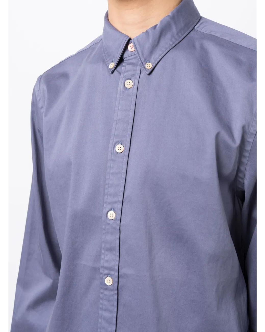 Paul Smith Blue Button-Down Collar Long-Sleeve Shirt for men