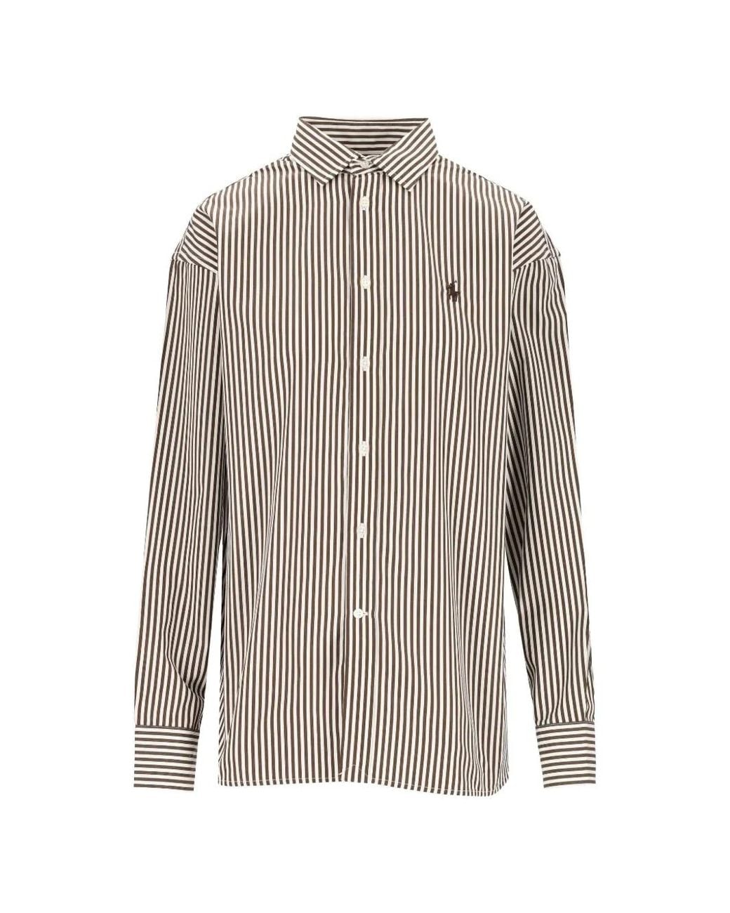 Polo Ralph Lauren Gray Pony Vertical-Stripe Shirt