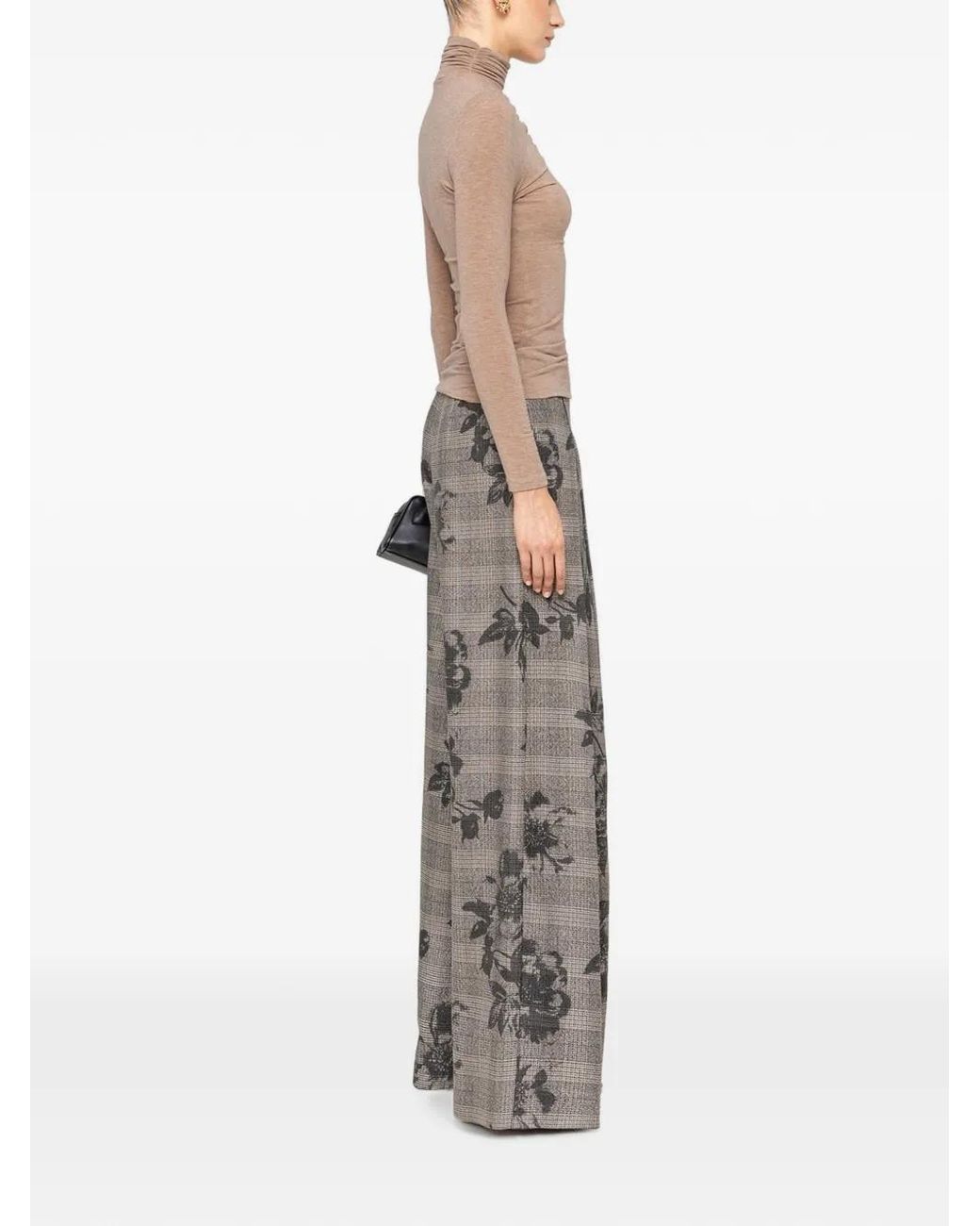 Nissa Natural Lyocell Wool-Bland Turtleneck Top