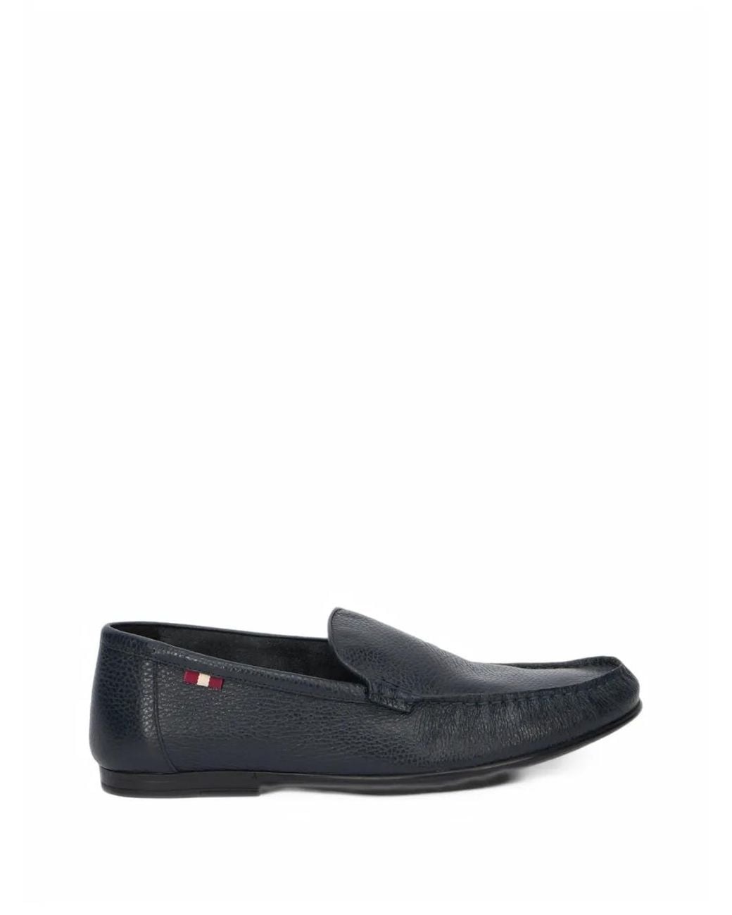 Bally Blue Grainy Leather Loafers for men