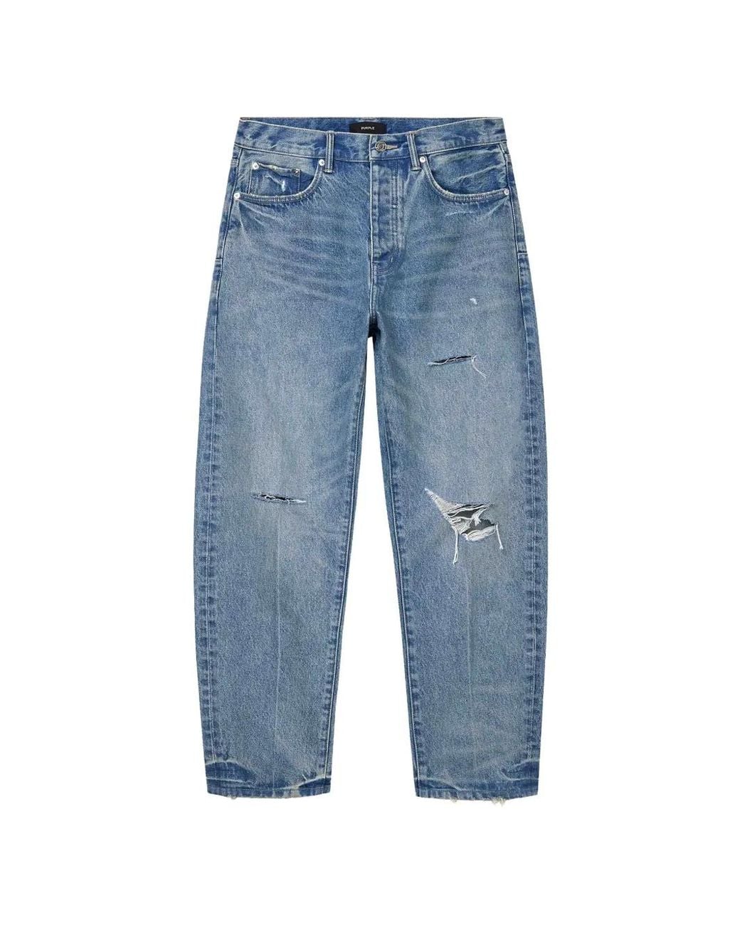 Purple Brand Blue P013 Distressed Tapered Jeans for men