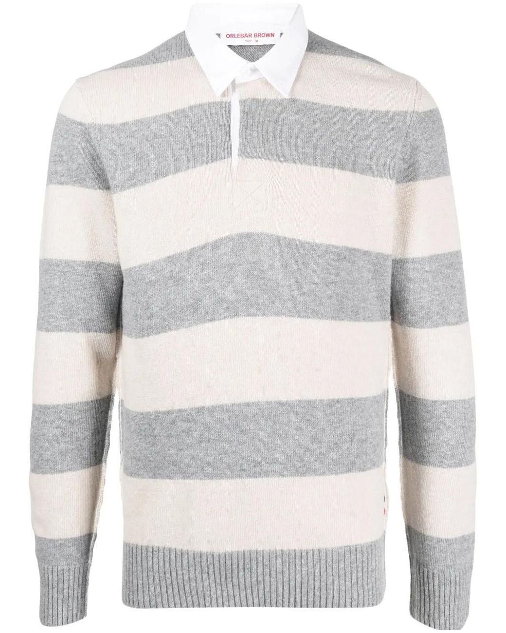 Orlebar Brown Gray Legris Striped Fine-Knit Polo Shirt for men