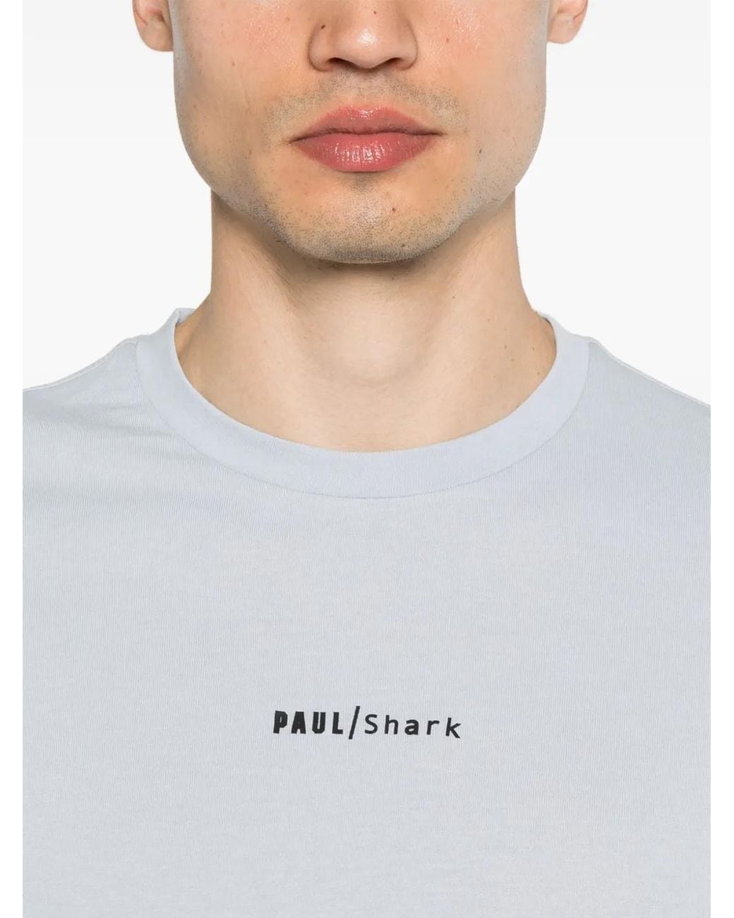Paul & Shark White Paul & Shark Logo Print Cotton T-Shirt for men