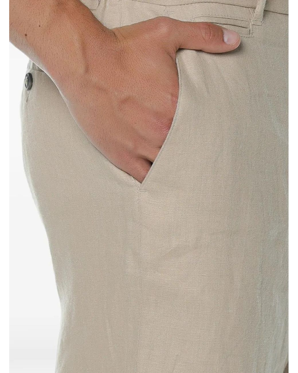 Trussardi Natural Elasticated-Waist Linen Shorts for men