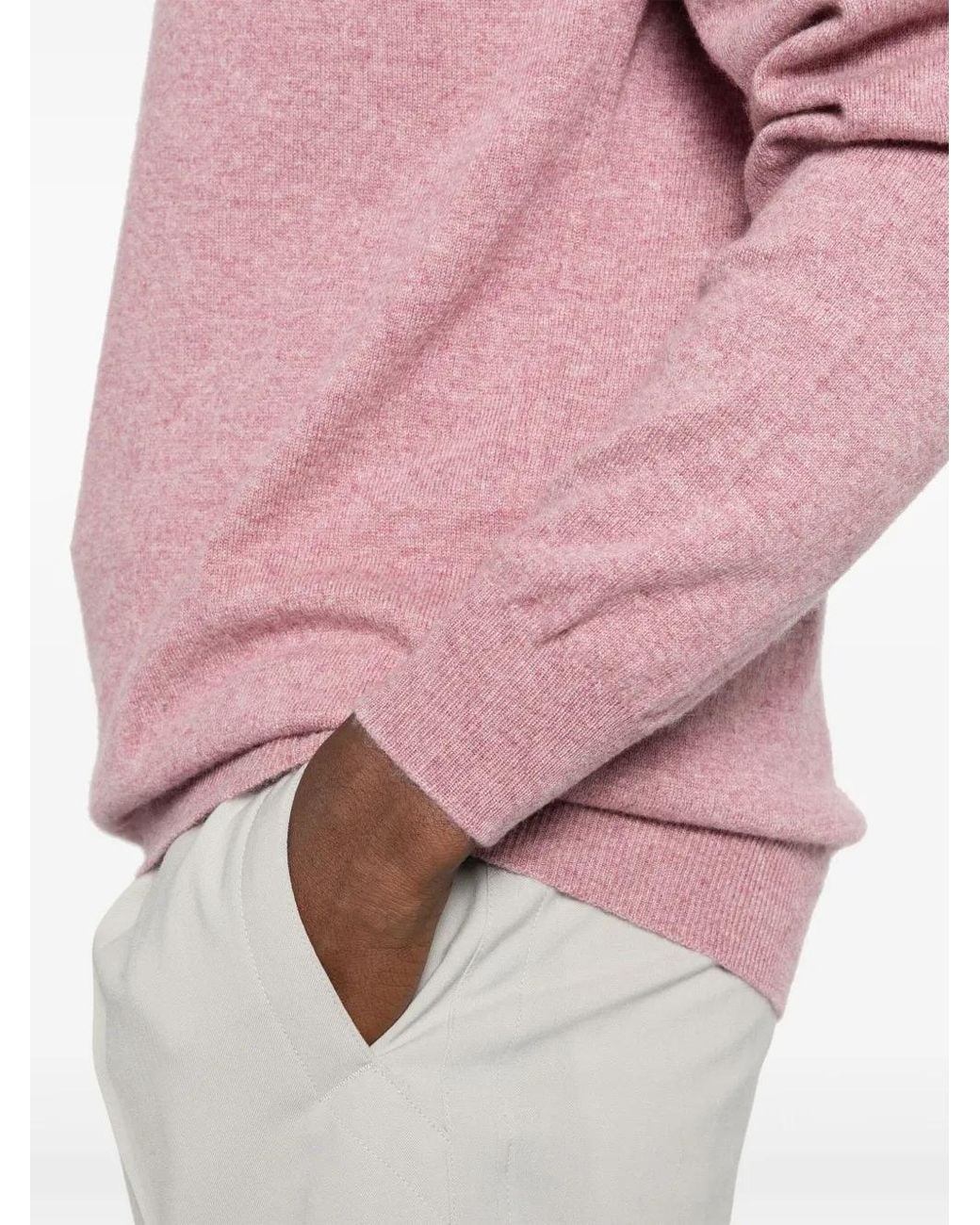 Fedeli Pink Mélange-Effect Sweater for men