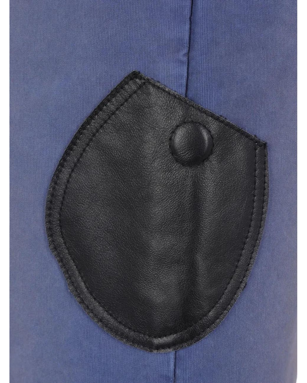 NAMACHEKO Blue Leather-Patch Turn-Up Trousers for men
