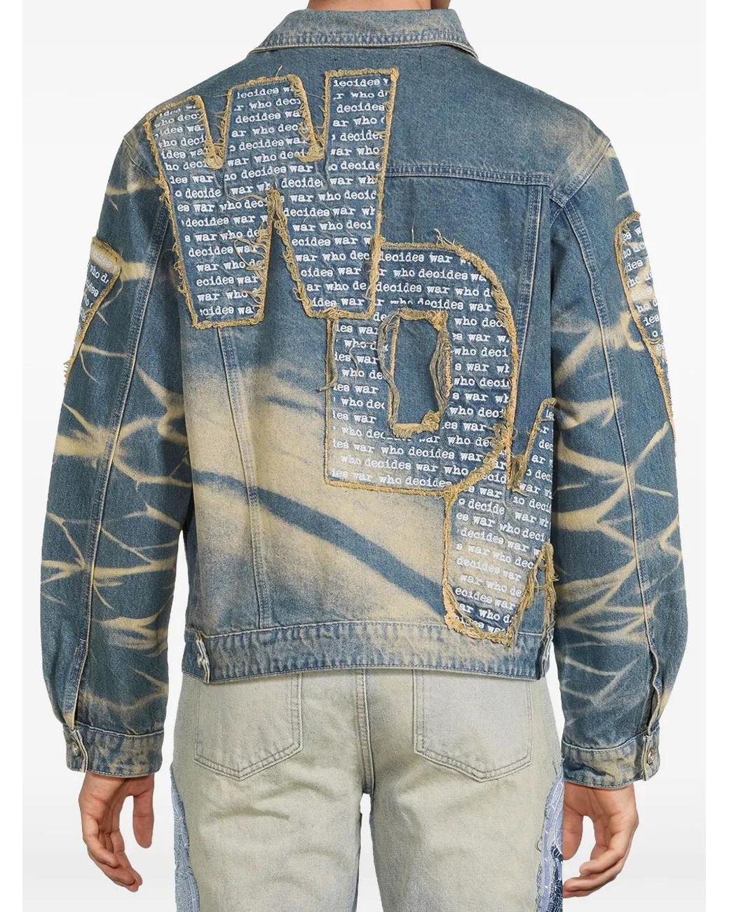 Who Decides War Blue Overlay Denim Jacket for men