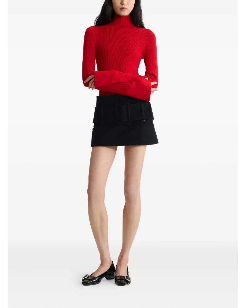 Patou Red Wool Blend Ribbed Sweater