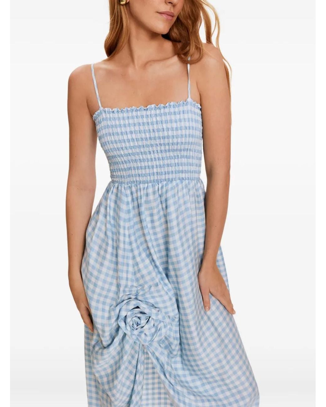 Sleeper Blue Midikleid mit Vichy-Karomuster