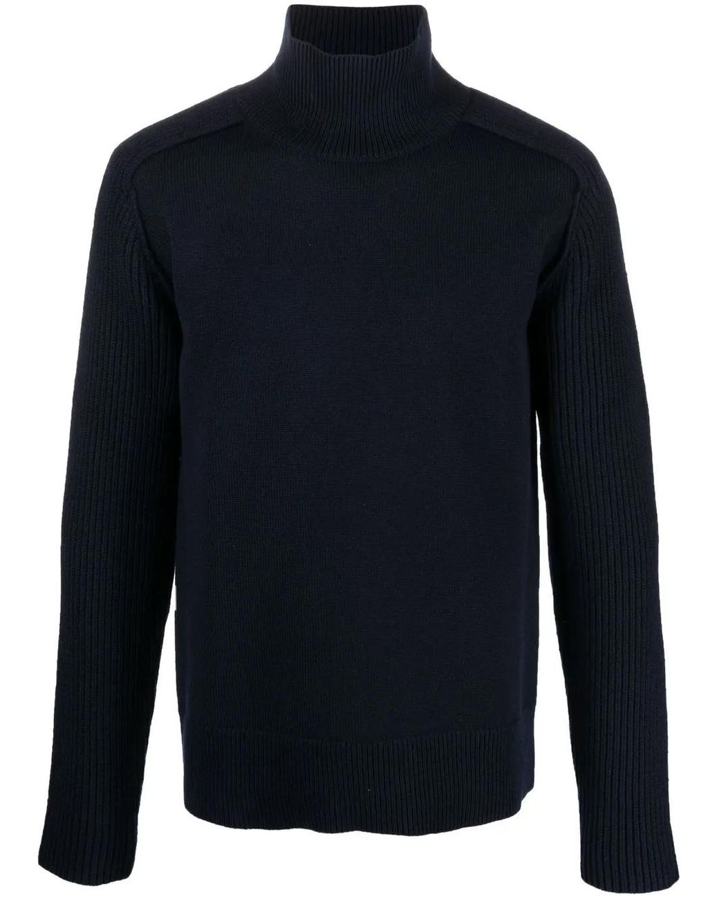 Jil Sander Blue High-Neck Wool Jumper for men