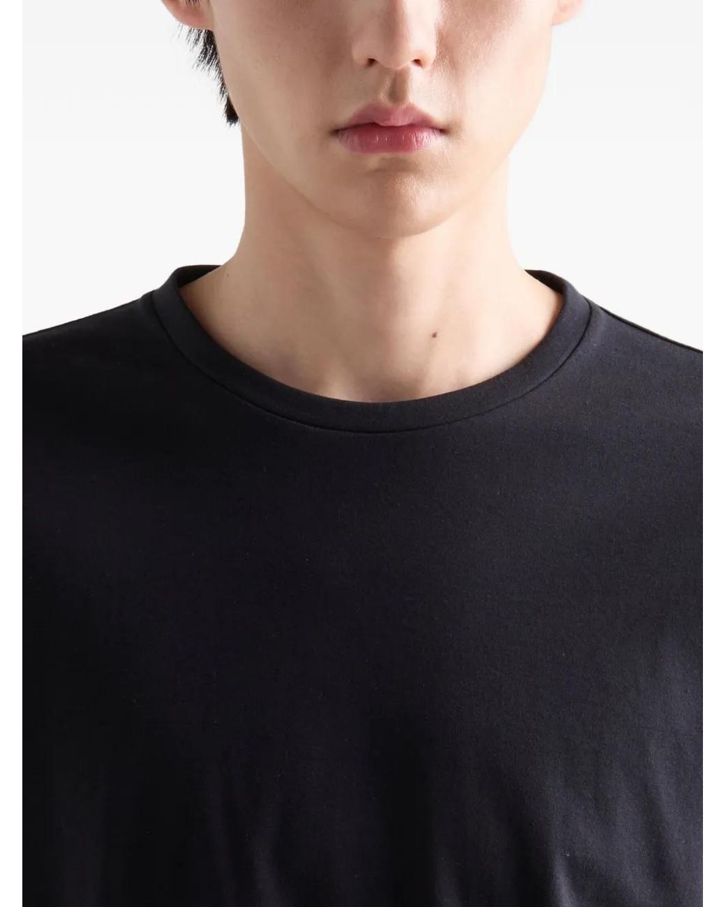 Prada Black Logo-Embroidered Short-Sleeve T-Shirt for men