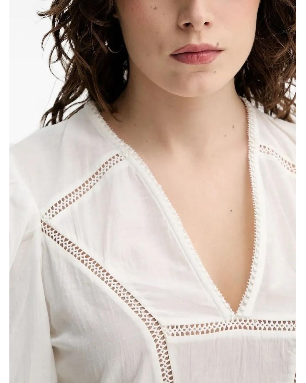 Munthe White Florise V-Neck Blouse