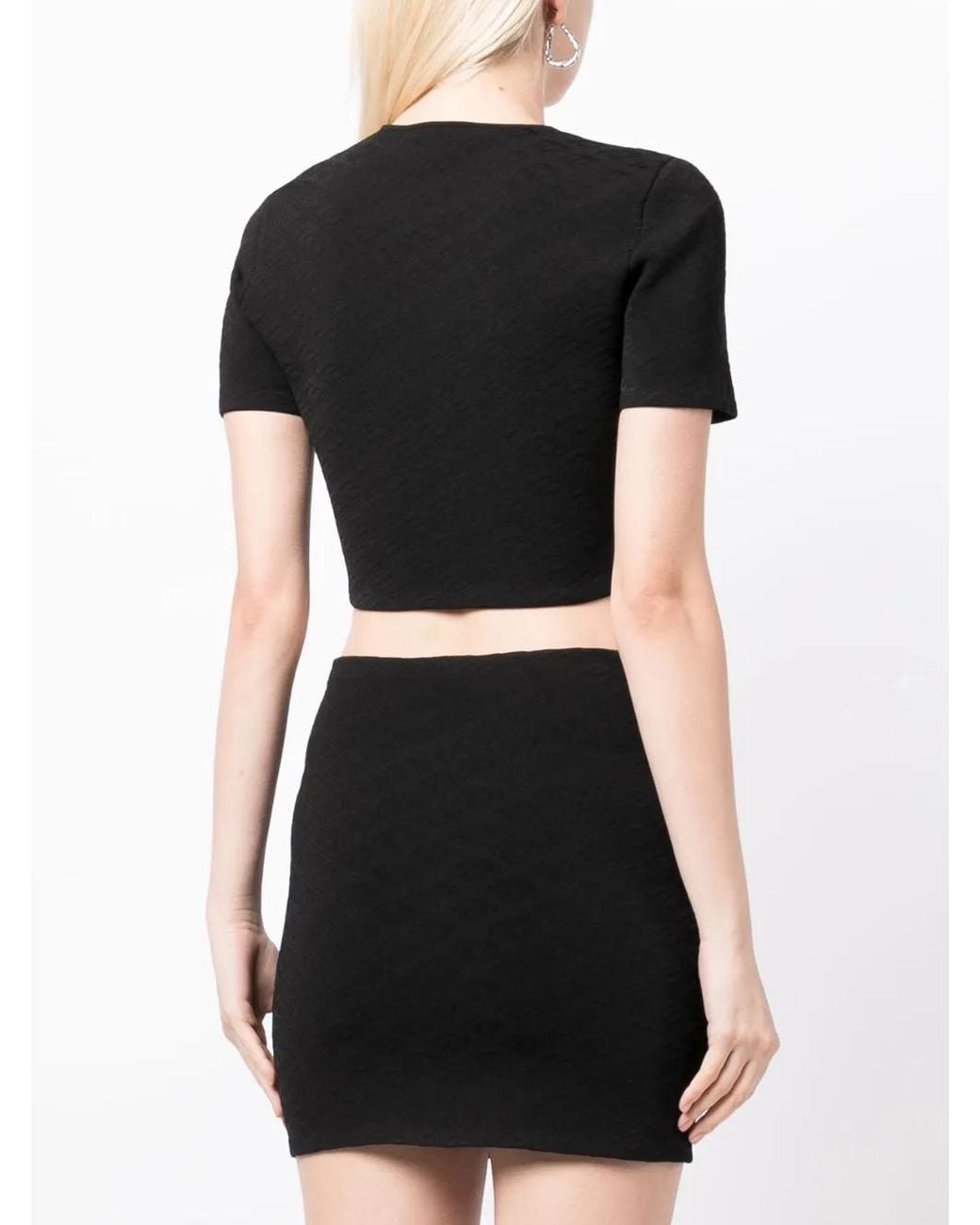Alexander Wang Black Logo-Jacquard Cropped T-Shirt