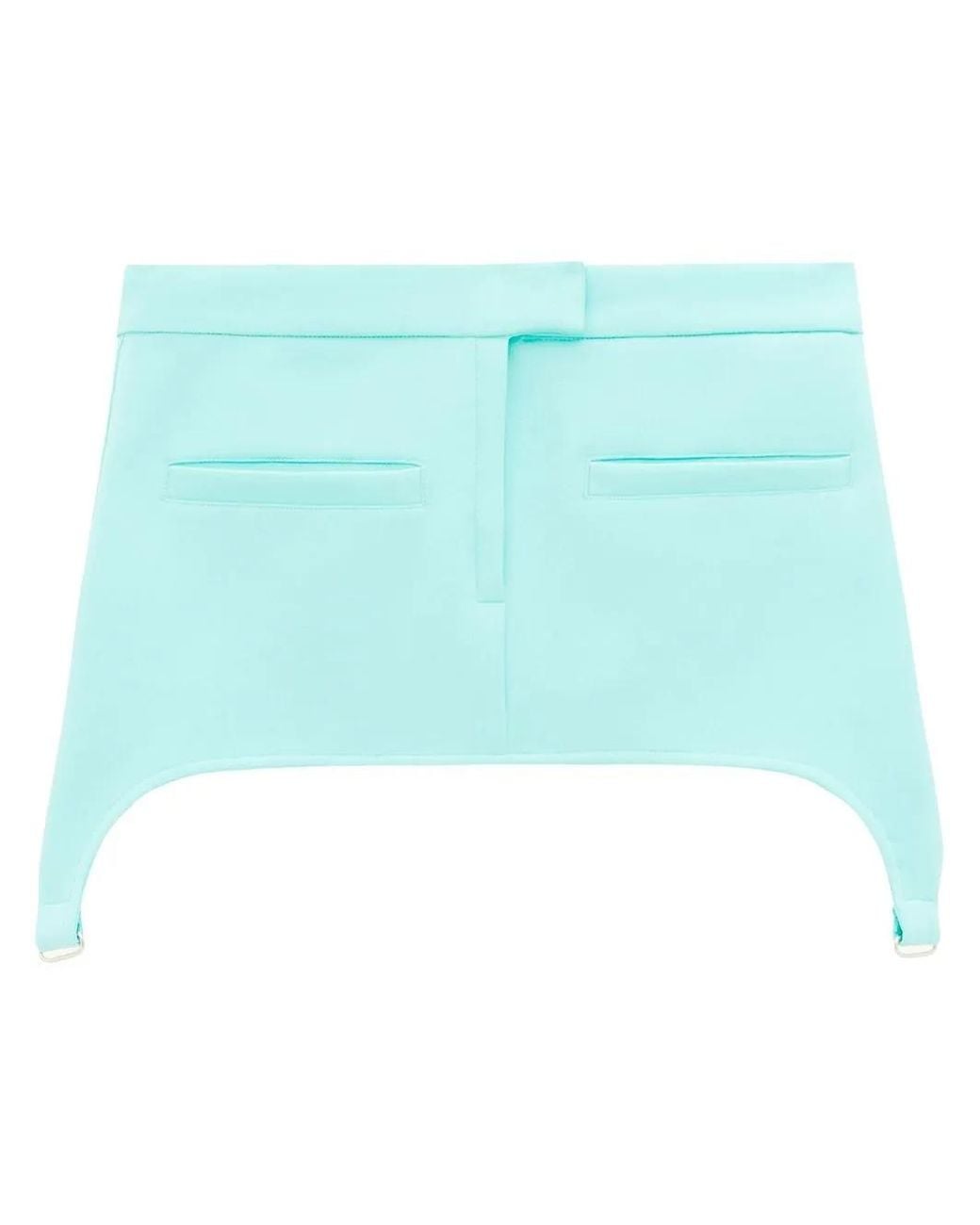 Courreges Blue Mini Skirt With Braces In Twill