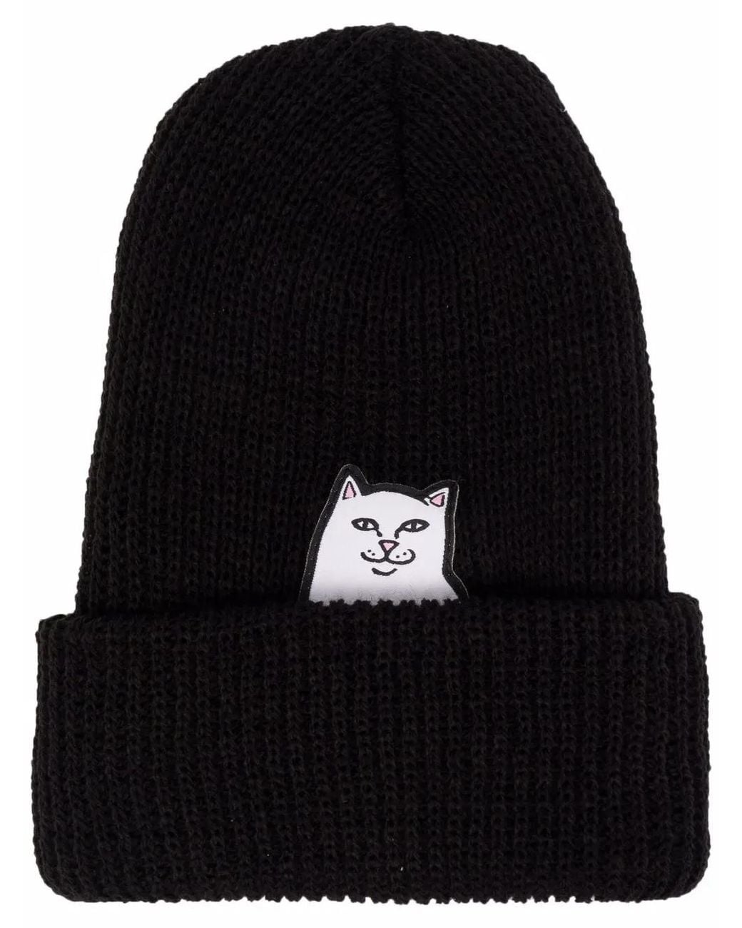 RIPNDIP Black Lord Nermal Waffle-Knit Beanie Hat