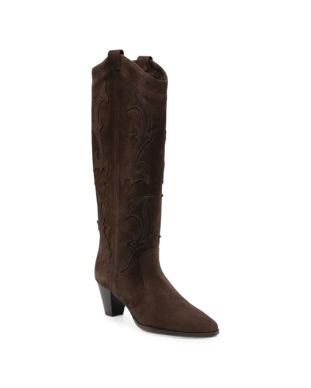 Ba&sh Brown Embroidered Suede Boots