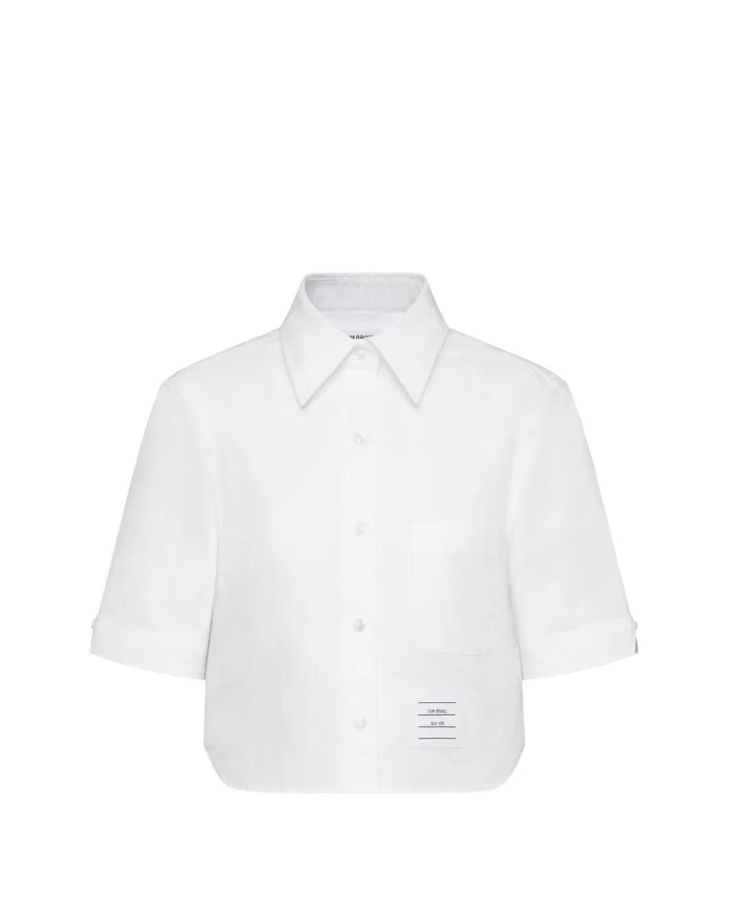 Thom Browne White Oxford Cropped Short Sleeve Shirt