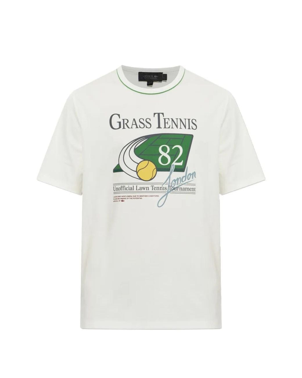 Lacoste White Runway Tennis-Print T-Shirt for men