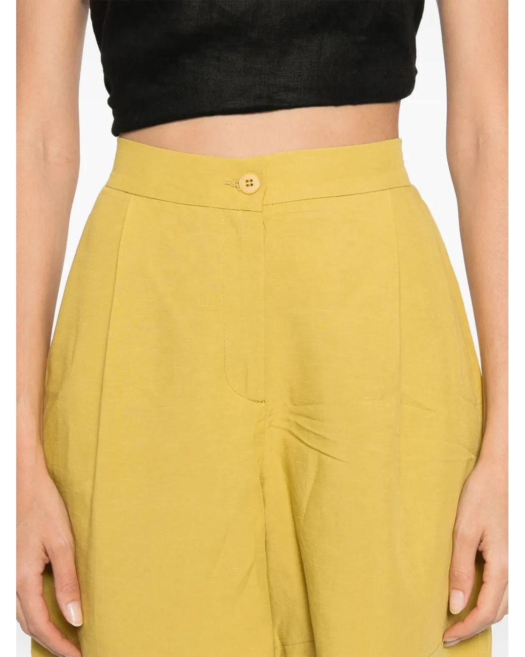 MOUTAKI Yellow High-Waisted Shorts