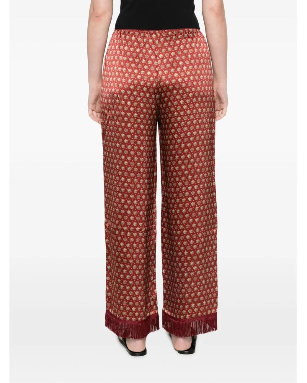 Doen Red Lavon Fringe Pants