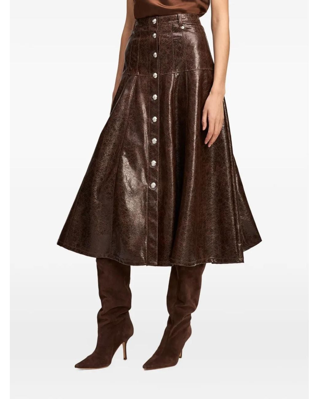 Cinq À Sept Brown Veena Tumbled-Effect Midi Skirt