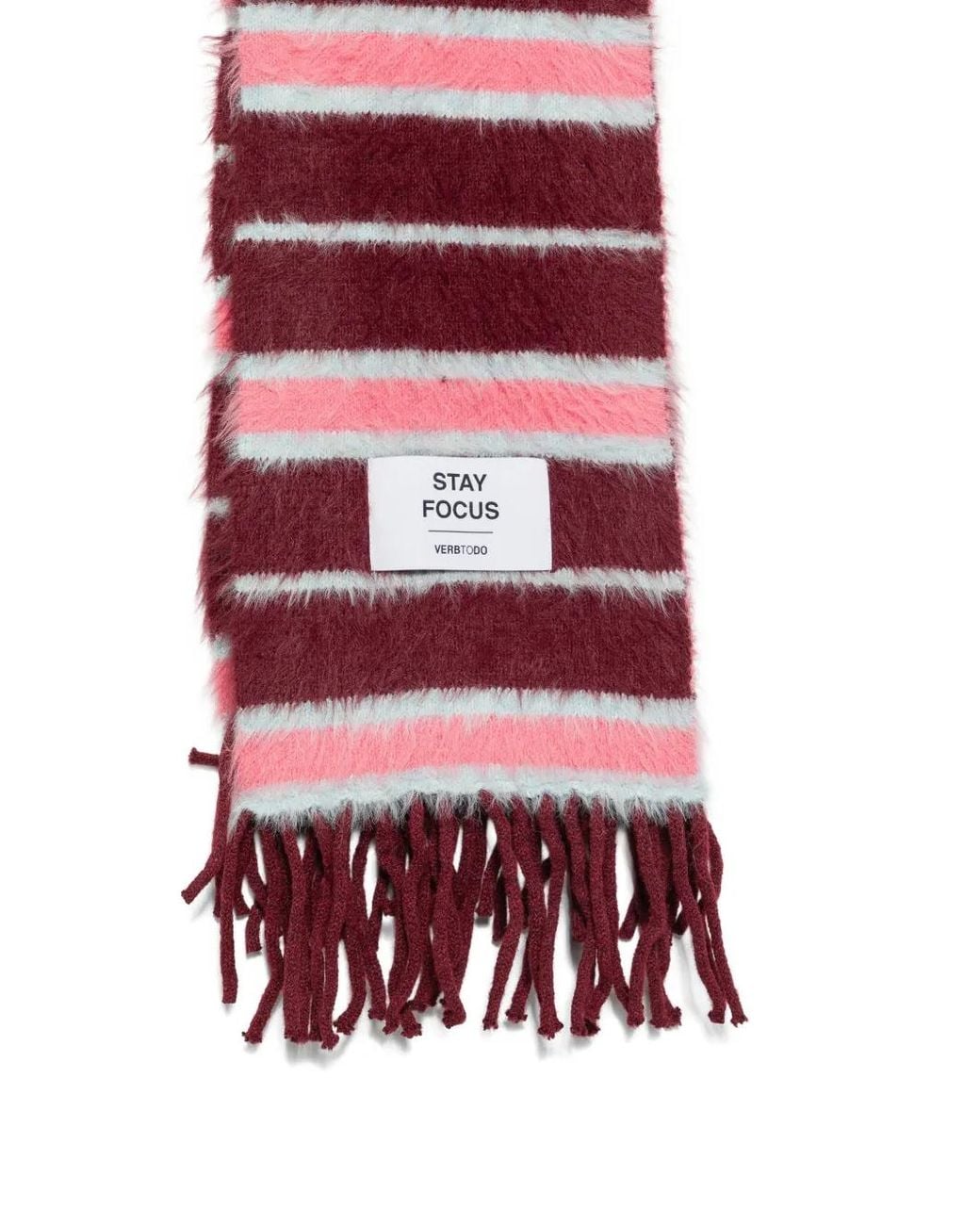 Verb to Do Red Striped Fringed Scarf