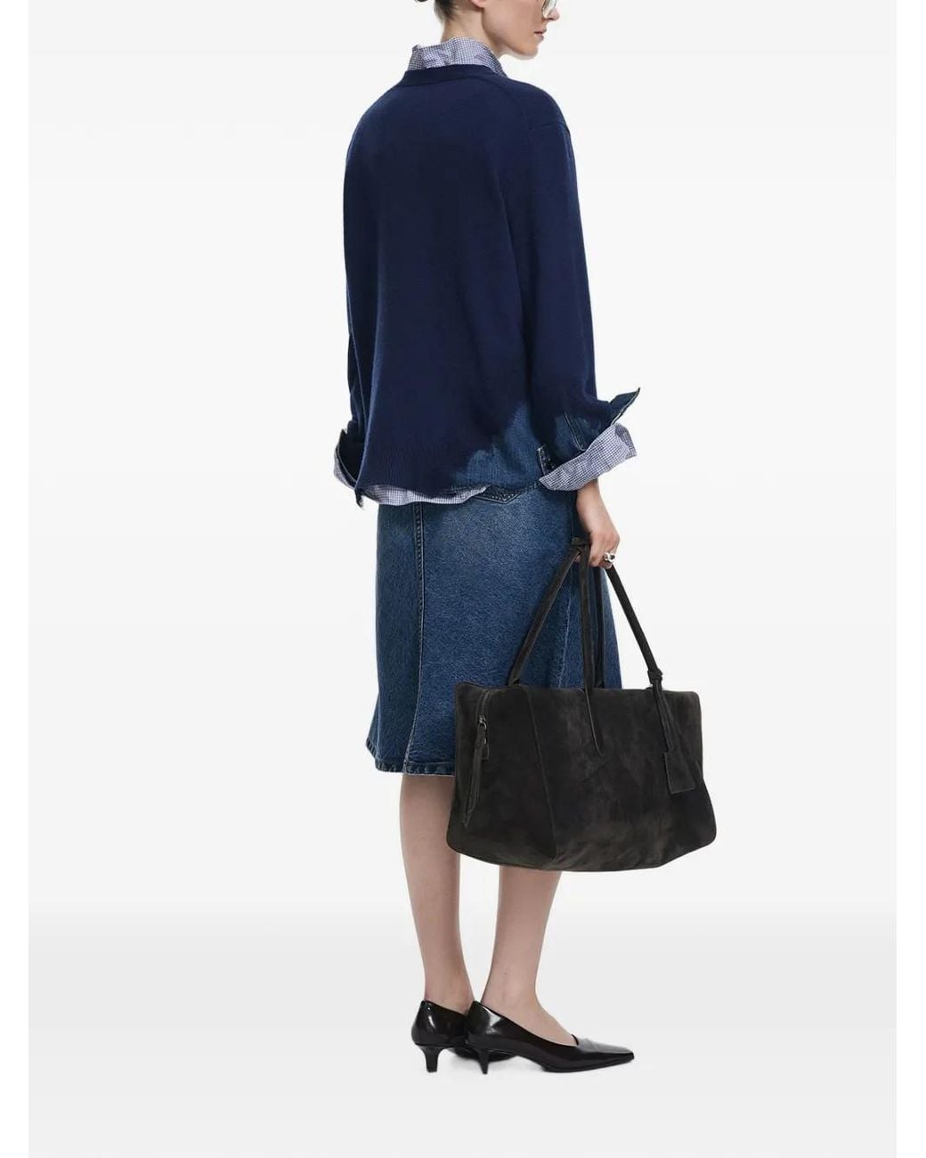 JNBY Blue Patchwork V-Neck Sweater