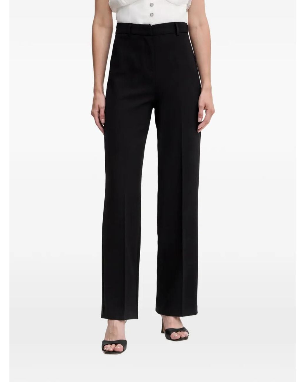 Morgan Black Poya Wide-Leg Trousers