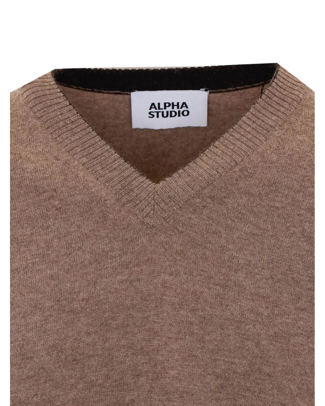 Alpha Studio Brown V-Neck Sweater for men