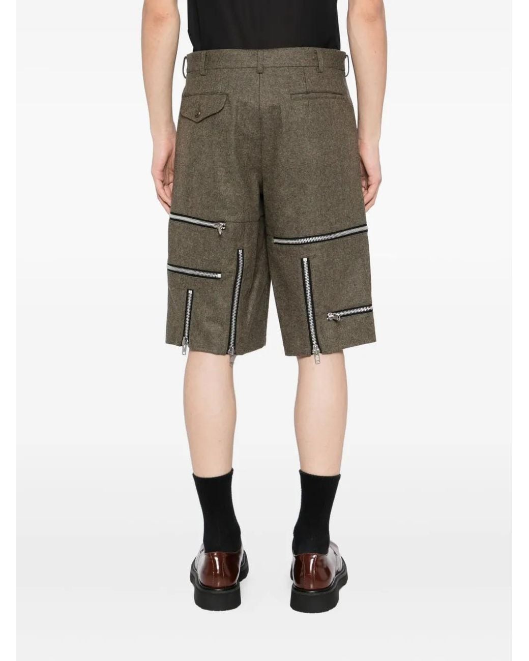 Comme des Garçons Green Zip-Detail Shorts for men
