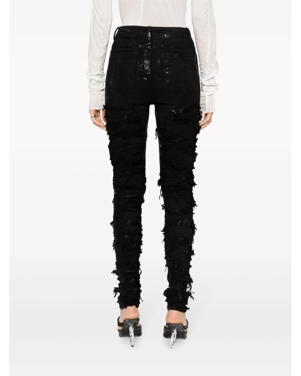 Rick Owens Black Luxor Deroit Cut Denim Jeans