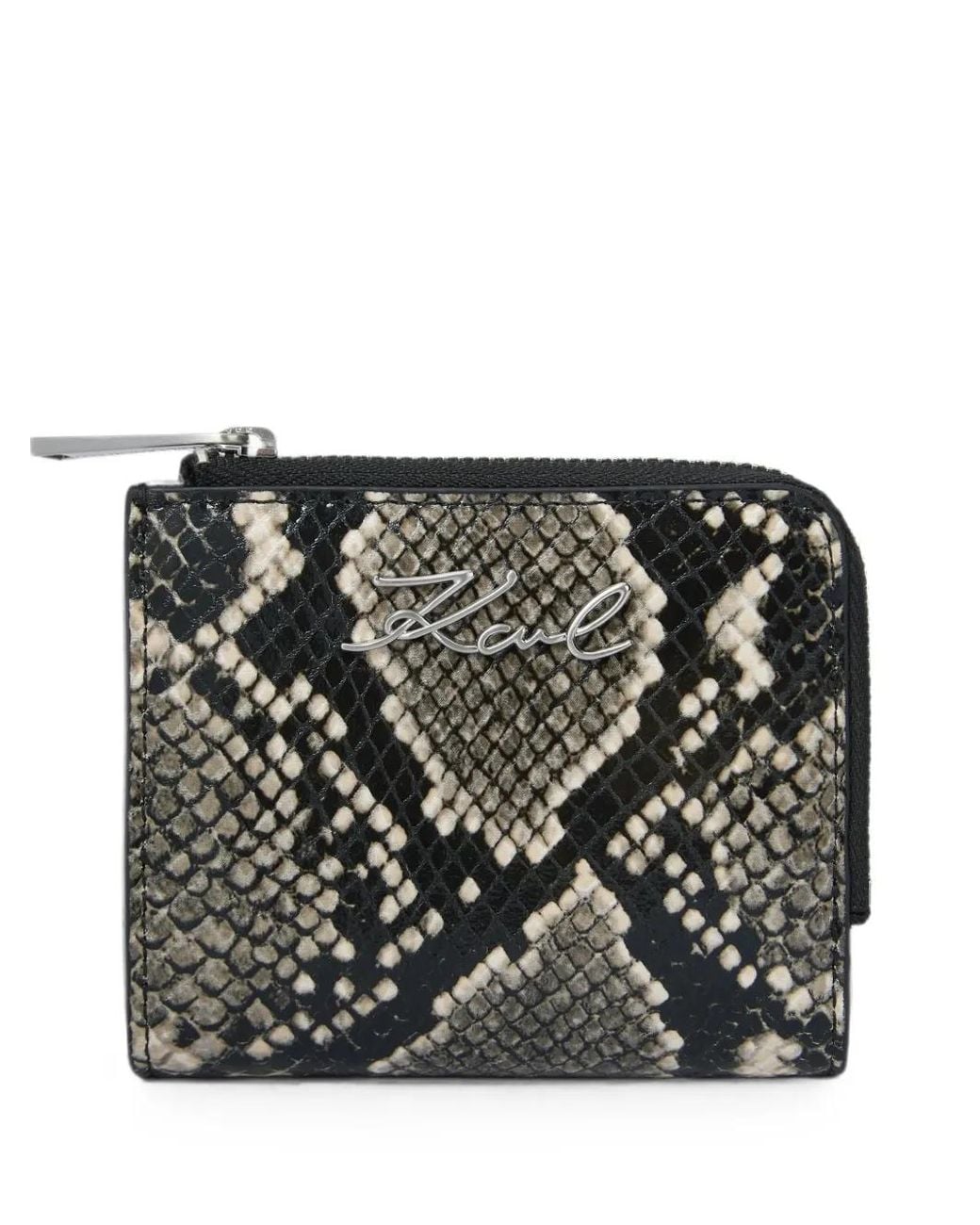 Karl Lagerfeld Black K/Signature Python Bifold Wallet