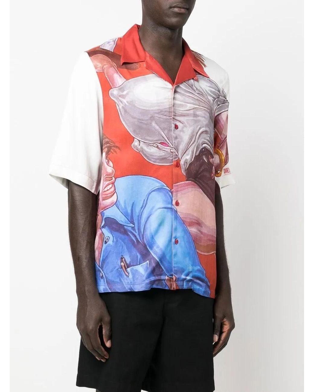 DIESEL White X Tom Of Finland Foundation Graphic-Print Satin Shirt