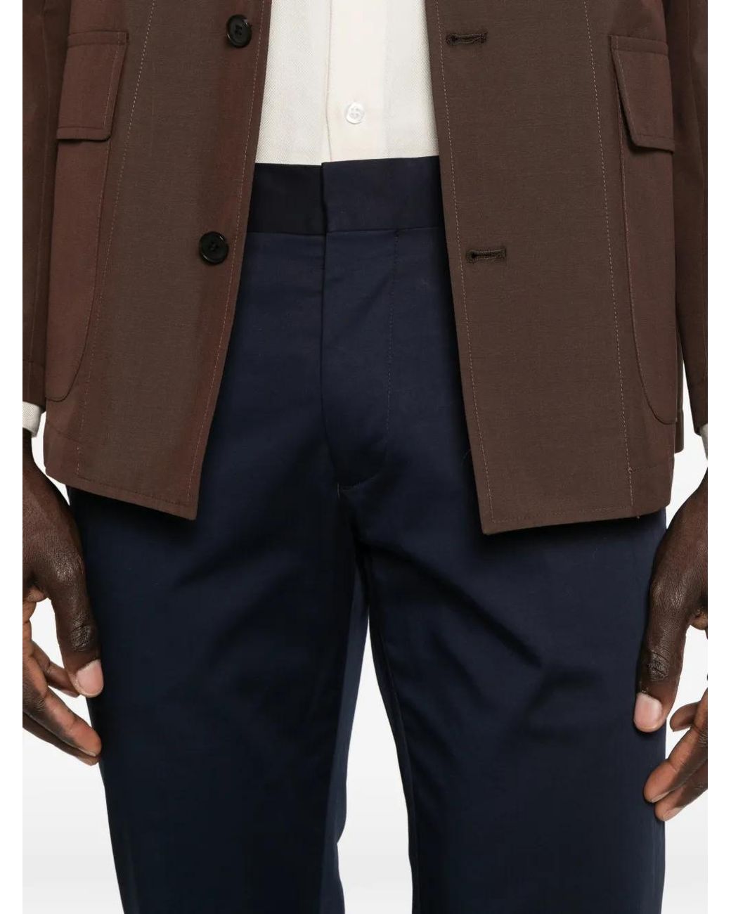 Entre Amis Blue Senna Belt-Loops Trousers for men