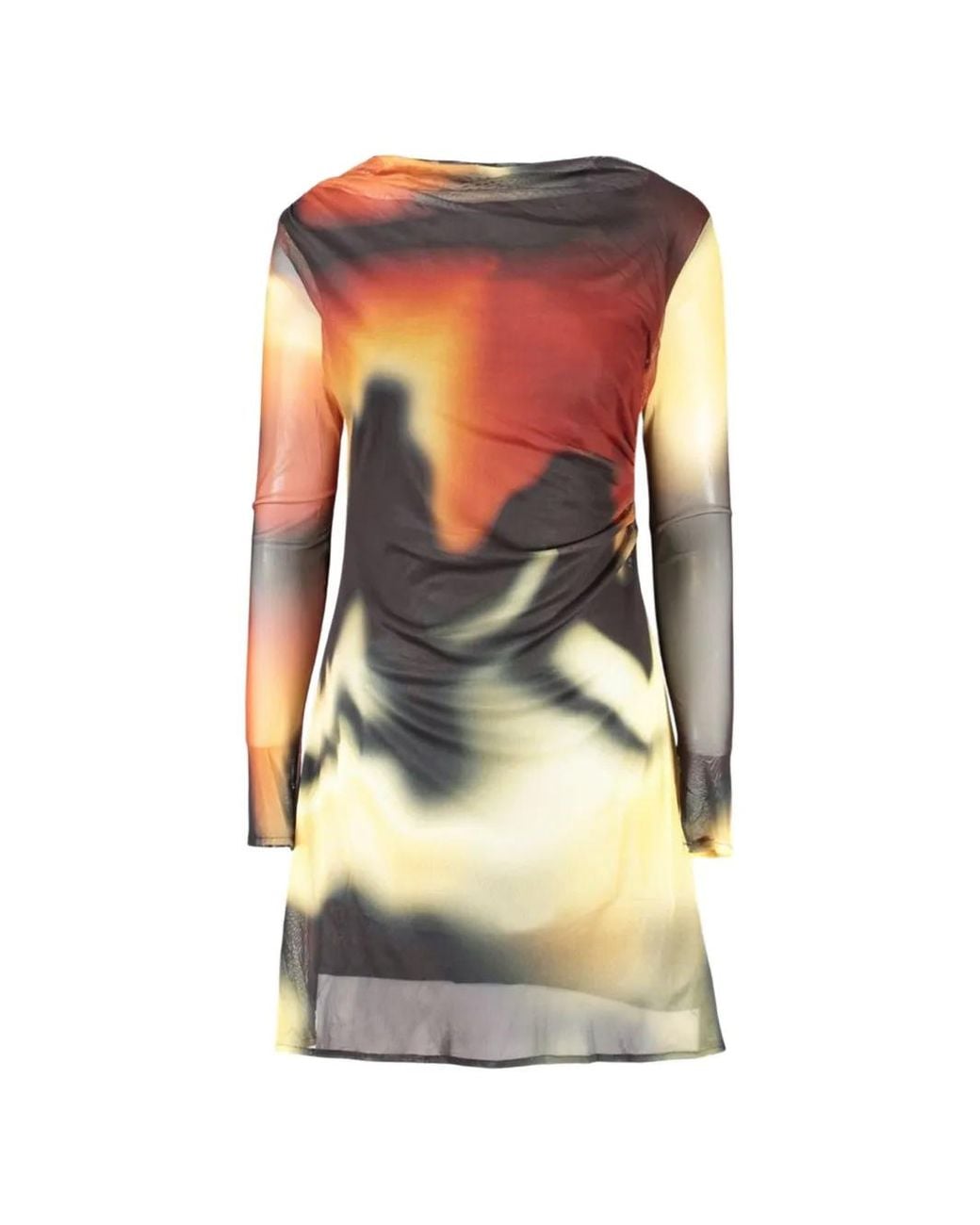Desigual Black Abstract-Print Ruched Mini Dress