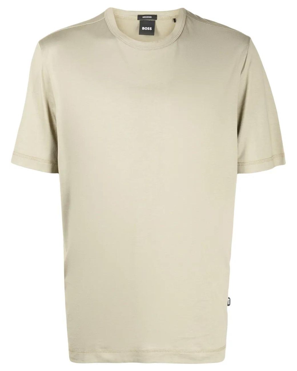Boss Natural Logo-Tag Cotton-Lyocell Blend T-Shirt for men