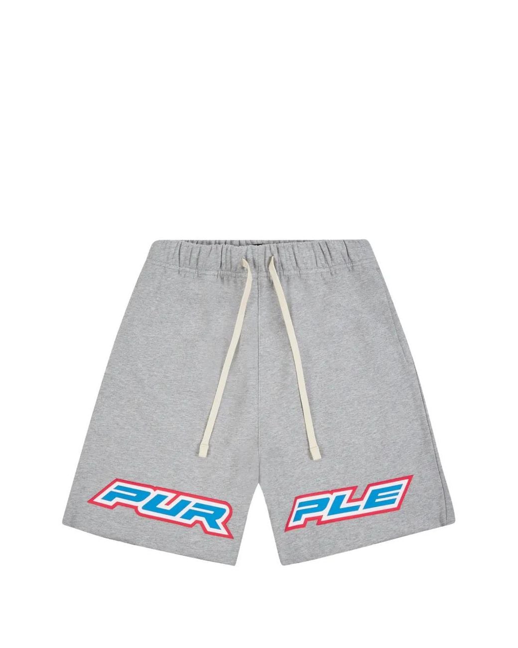 Purple Brand Gray Turbo Type Logo-Print Shorts for men