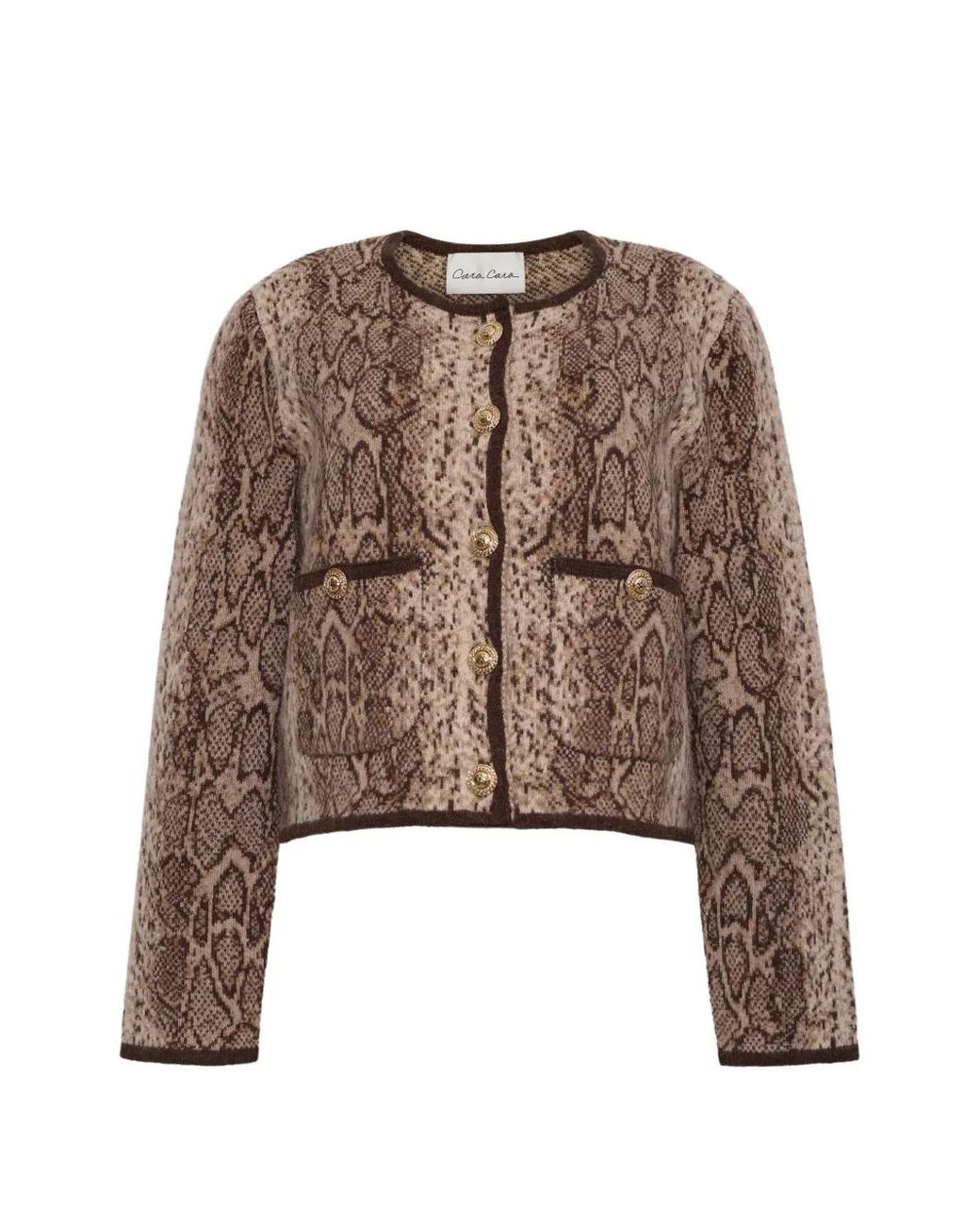 Cara Cara Brown Bristol Snakeskin-Print Cardigan