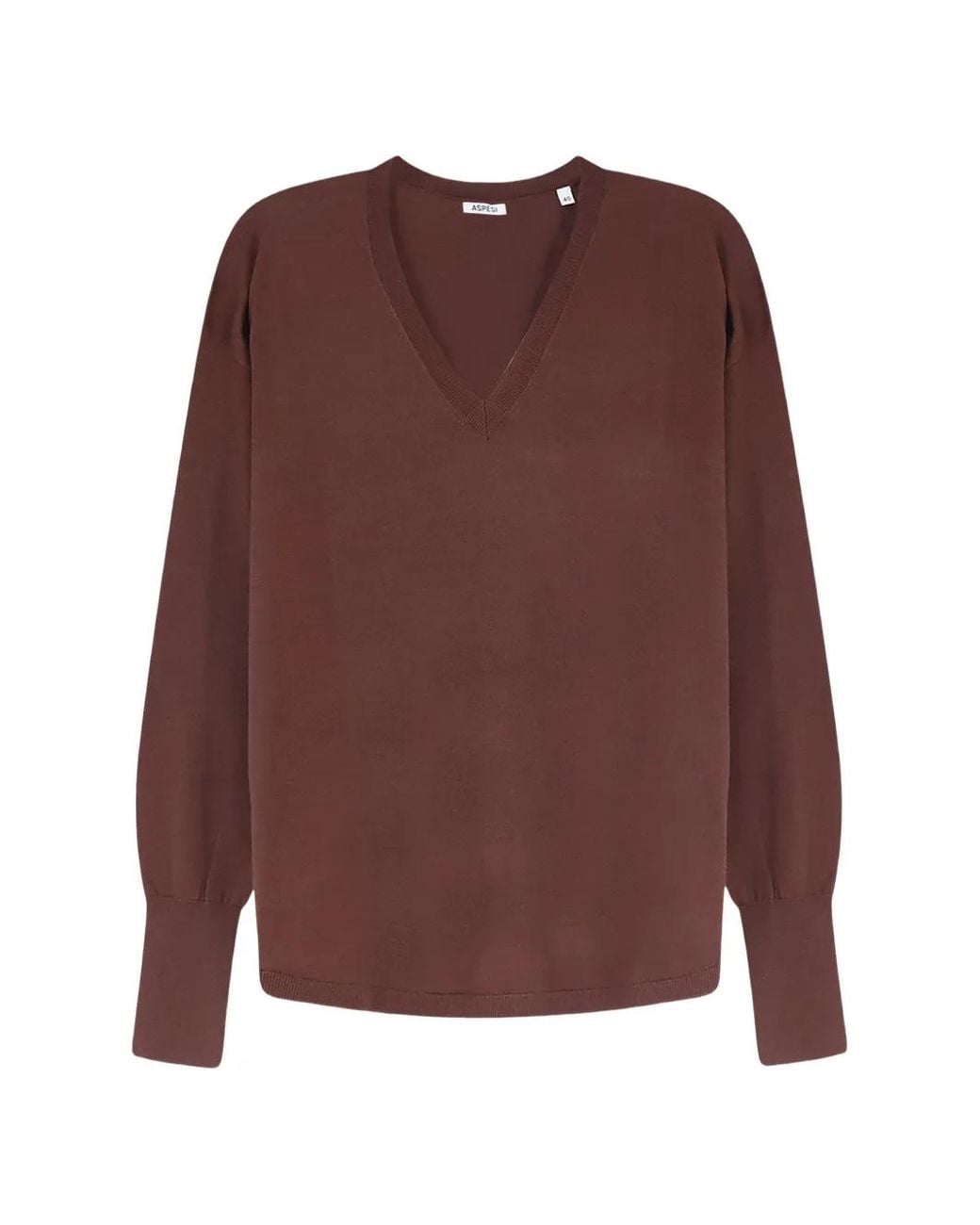 Aspesi Brown V-Neck Drop-Shoulder Sweater