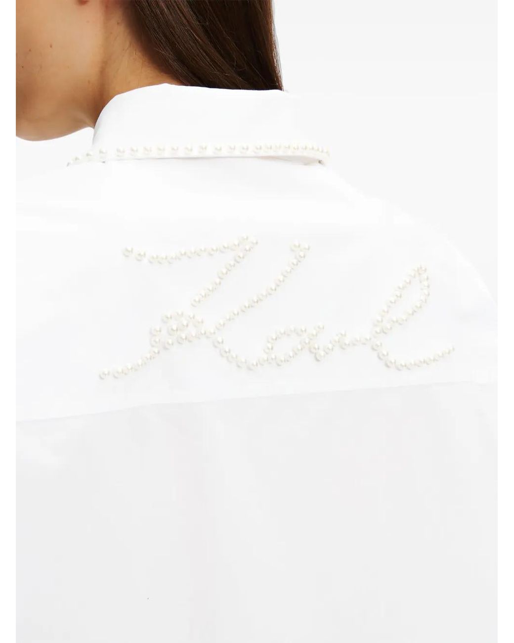 Camisa Con Detalle De Perlas Artificiales Karl Lagerfeld de color White