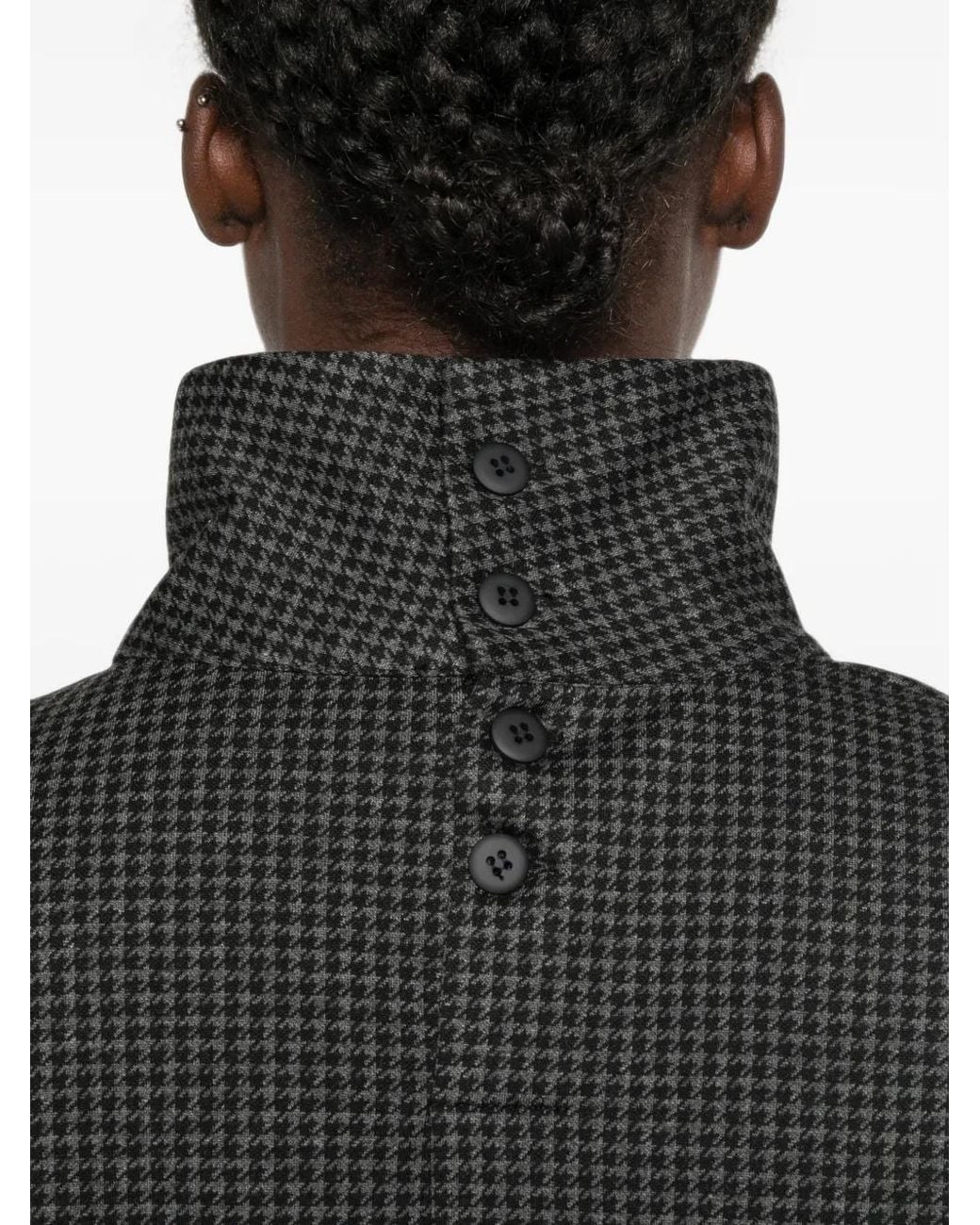 Niu Black Houndstooth-Pattern High-Neck Top