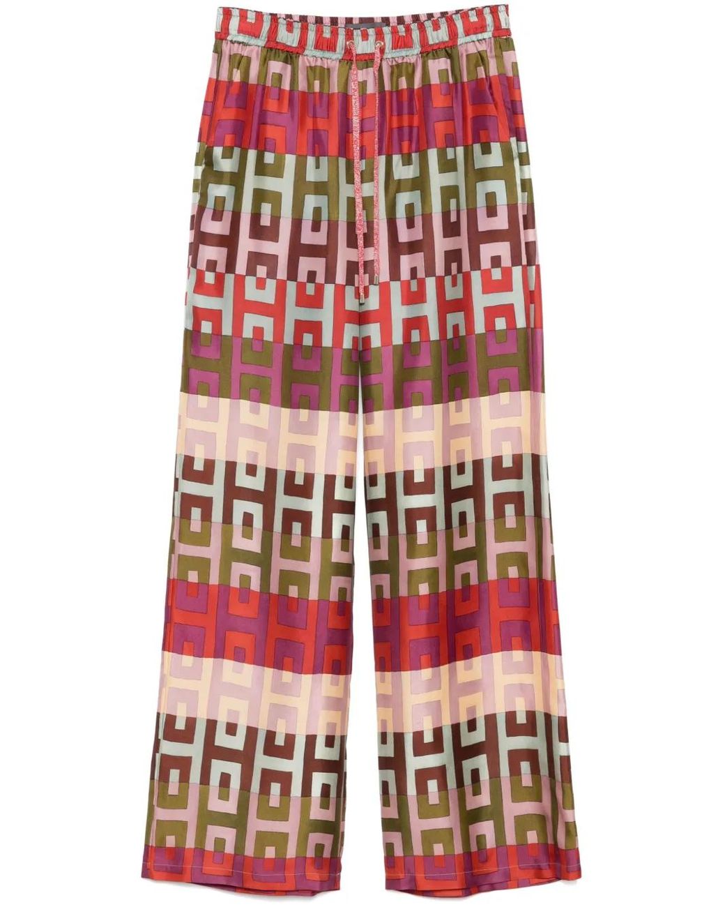 Lorena Antoniazzi Red Silk Trousers