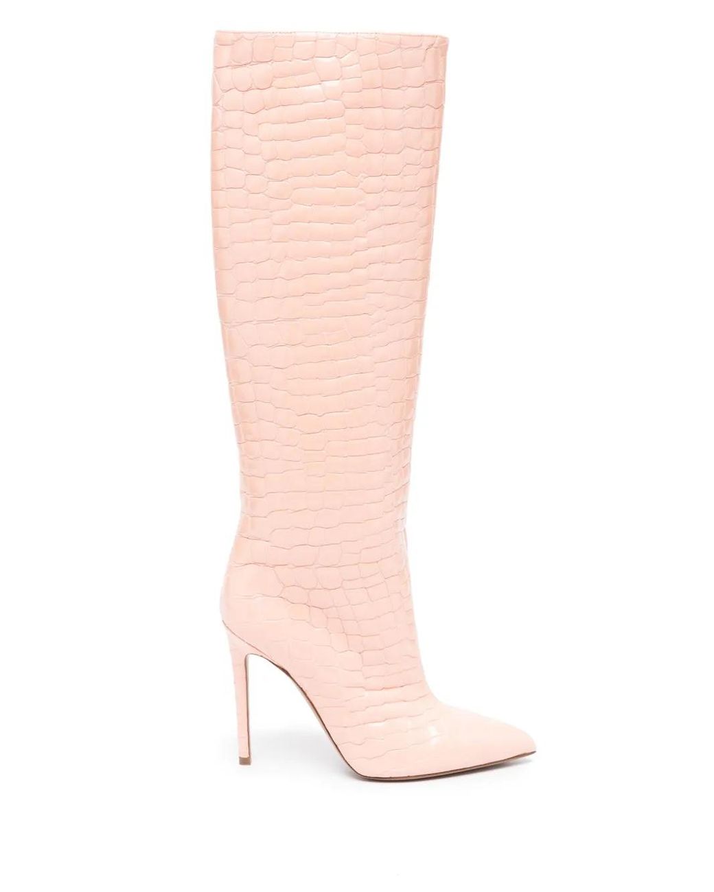 Paris Texas Pink 120Mm Crocodile-Embossed Leather Boots