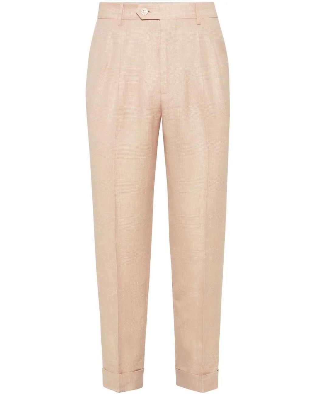 Brunello Cucinelli Natural Light Wool Linen Trousers for men