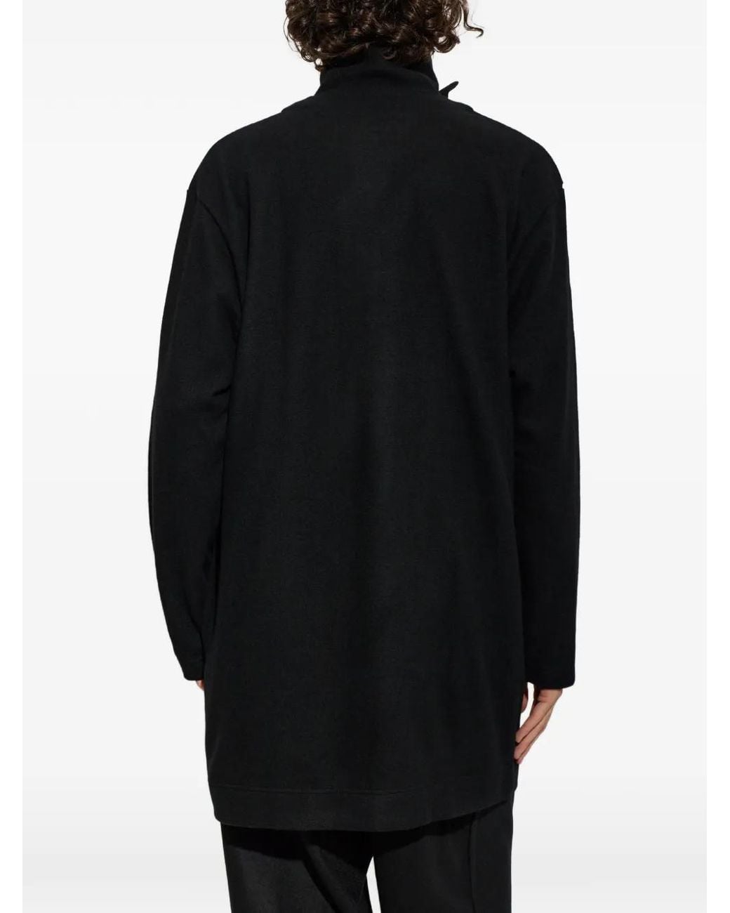 Yohji Yamamoto Black Stand-Up Collar Button-Front Coat for men