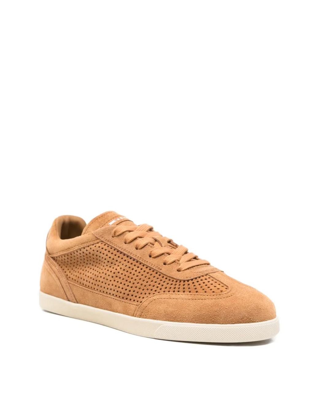 Kiton Brown Perforated Leather Sneakers for men