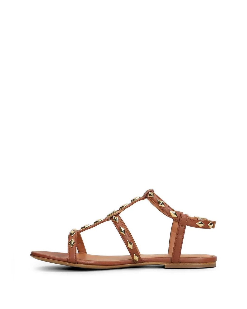 Via Roma 15 Brown Stud-Embellished Leather Sandals