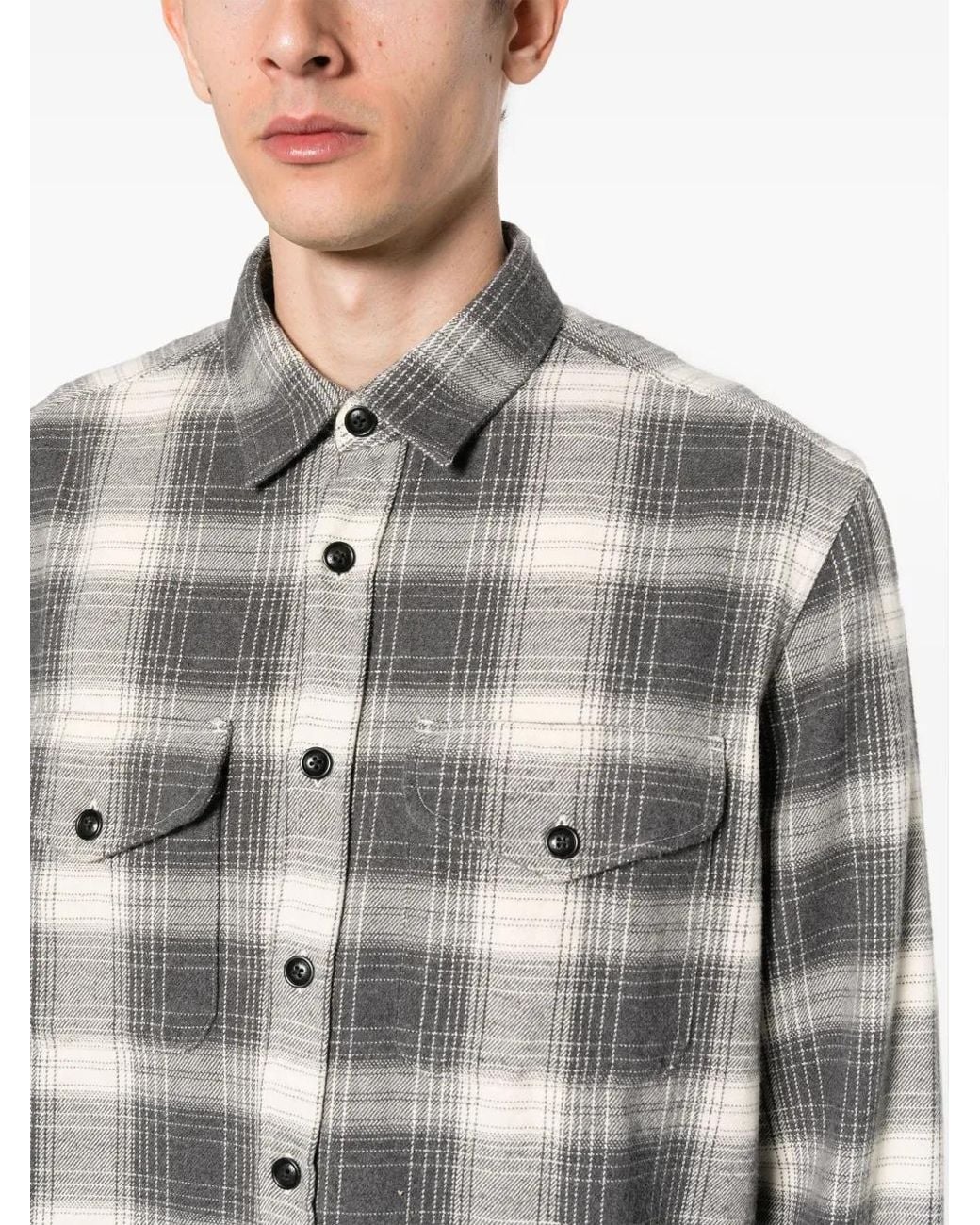 Woolrich Gray Plaid-Check Flannel Shirt for men